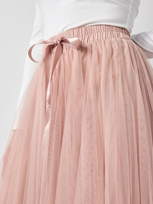 Women's Aria Tulle Midi Skirt in Old Rose