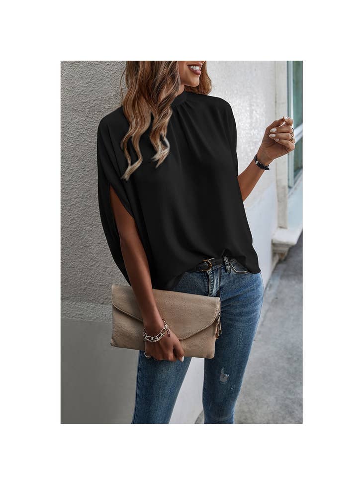 Dressy black short sleeve tops best sale